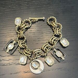 Heidi Daus Gold and Silver Crystal Charm Bracelet
